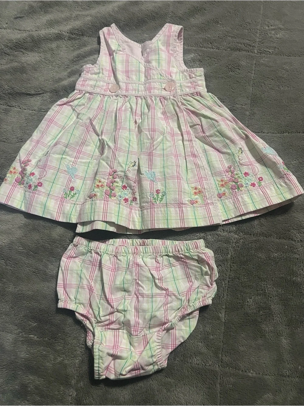 GAP Pink and Light Green Plaid Dress with Matching Diaper Cover